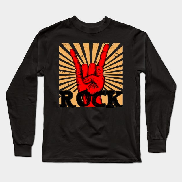 Vintage Rock n Roll Long Sleeve T-Shirt by zellaarts